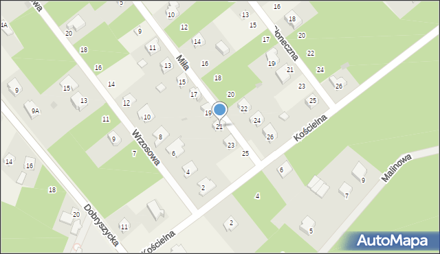 Blok Dobryszyce, Miła, 21, mapa Blok Dobryszyce