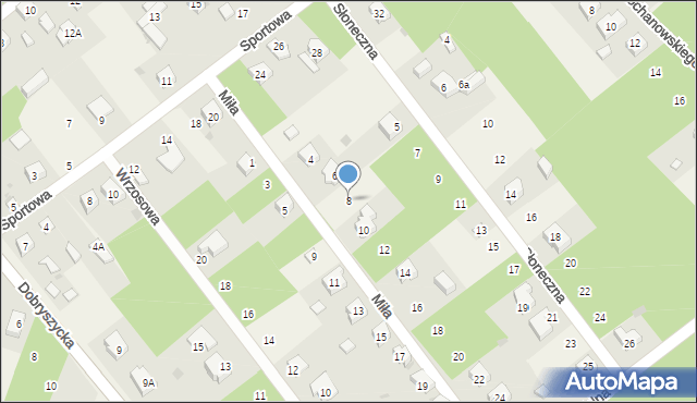 Blok Dobryszyce, Miła, 8, mapa Blok Dobryszyce