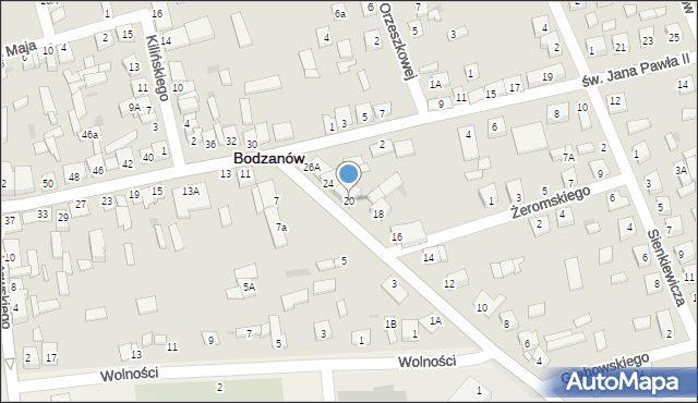 Bodzanów, Mickiewicza Adama, 20, mapa Bodzanów