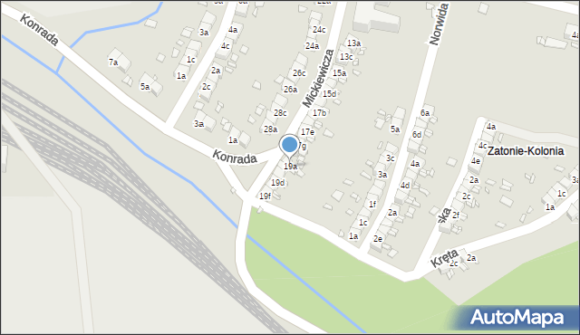 Bogatynia, Mickiewicza Adama, 19a, mapa Bogatynia