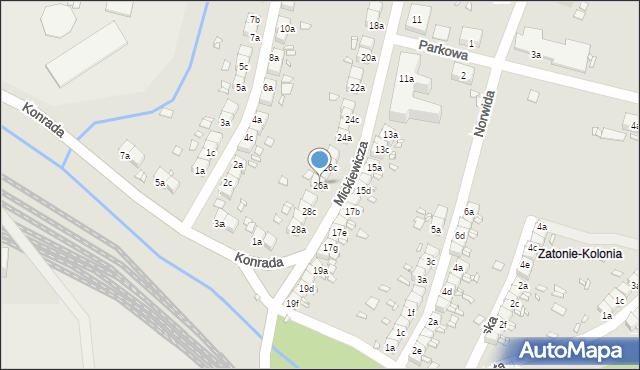 Bogatynia, Mickiewicza Adama, 26a, mapa Bogatynia