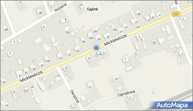 Bogdaniec, Mickiewicza Adama, 11, mapa Bogdaniec