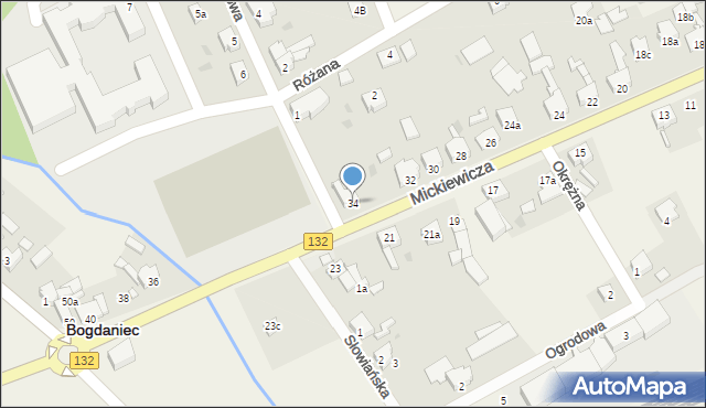 Bogdaniec, Mickiewicza Adama, 34, mapa Bogdaniec
