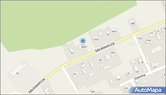 Bogdaniec, Mickiewicza Adama, 62A, mapa Bogdaniec