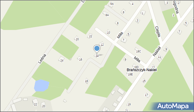 Brańszczyk, Miła, 14, mapa Brańszczyk