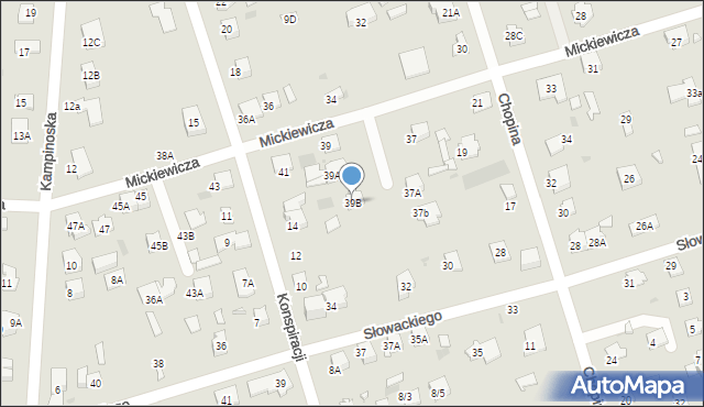 Brwinów, Mickiewicza Adama, 39B, mapa Brwinów