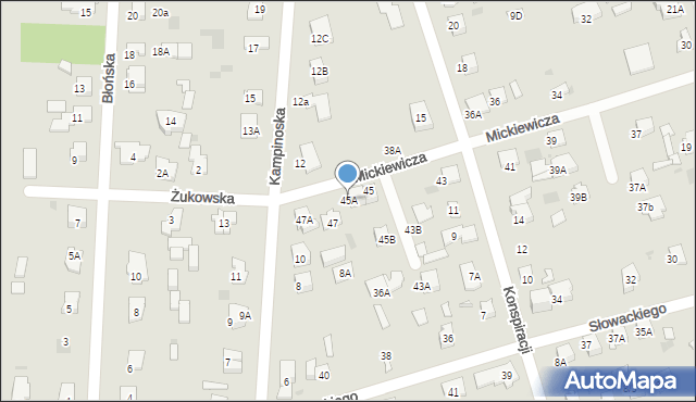 Brwinów, Mickiewicza Adama, 45A, mapa Brwinów