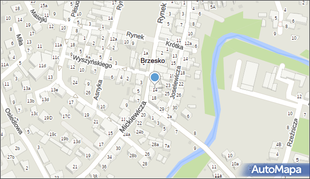 Brzesko, Mickiewicza Adama, 14, mapa Brzesko