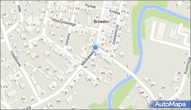 Brzesko, Mickiewicza Adama, 20, mapa Brzesko