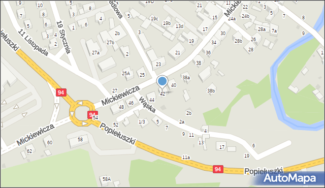 Brzesko, Mickiewicza Adama, 42, mapa Brzesko
