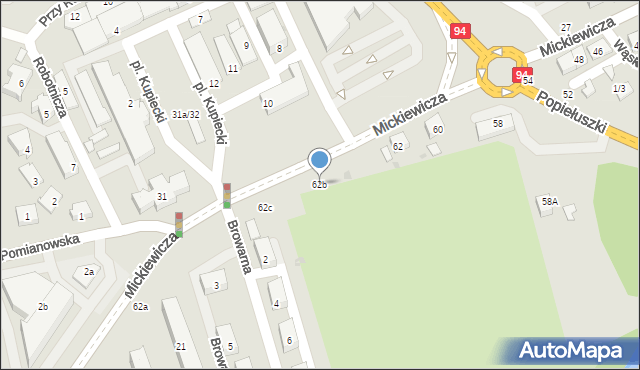 Brzesko, Mickiewicza Adama, 62b, mapa Brzesko