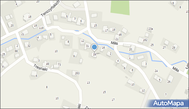 Brzoskwinia, Miła, 14, mapa Brzoskwinia