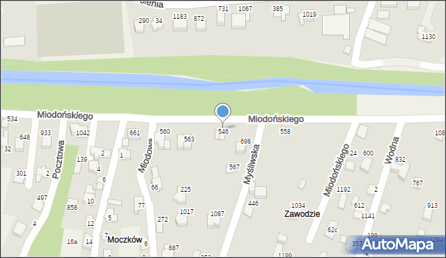 Buczkowice, Miodońskiego Franciszka, 546, mapa Buczkowice