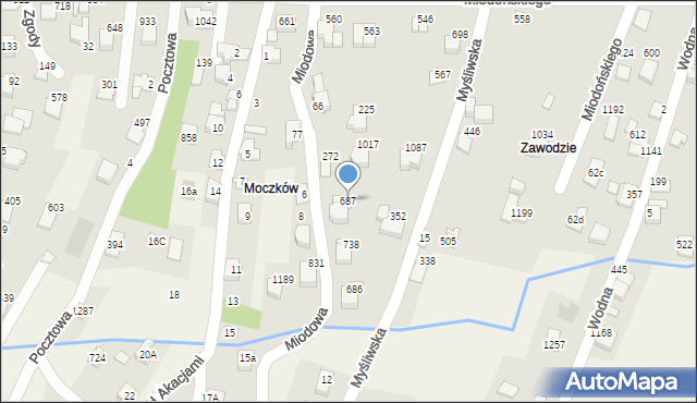 Buczkowice, Miodowa, 687, mapa Buczkowice