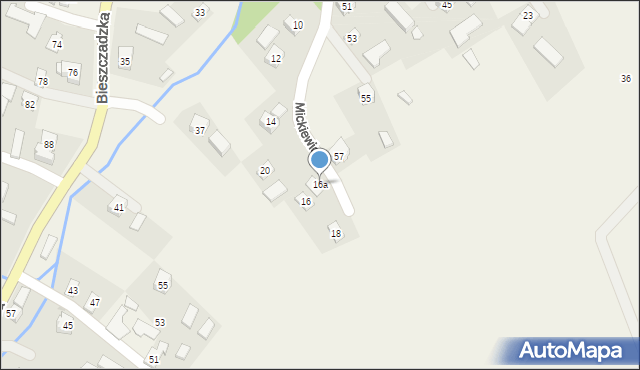 Bukowsko, Mickiewicza Adama, 16a, mapa Bukowsko