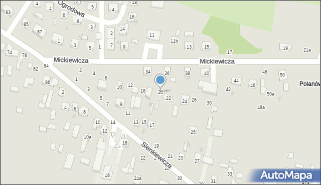 Bychawa, Mickiewicza Adama, 20, mapa Bychawa