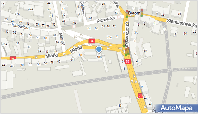Bytom, Miarki Karola, 68A, mapa Bytomia