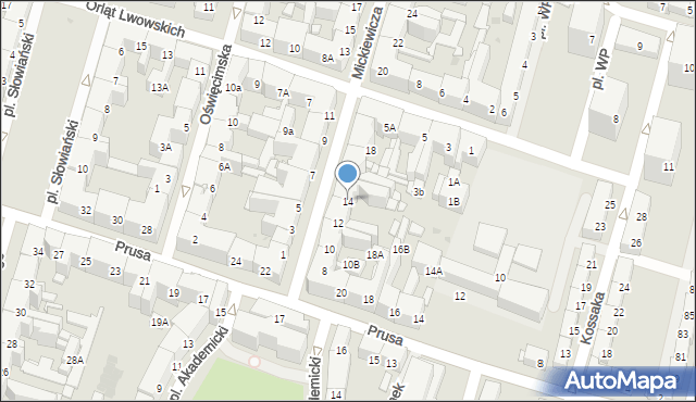 Bytom, Mickiewicza Adama, 14, mapa Bytomia