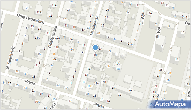 Bytom, Mickiewicza Adama, 18, mapa Bytomia