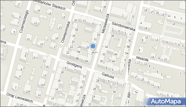 Bytom, Mickiewicza Adama, 27, mapa Bytomia