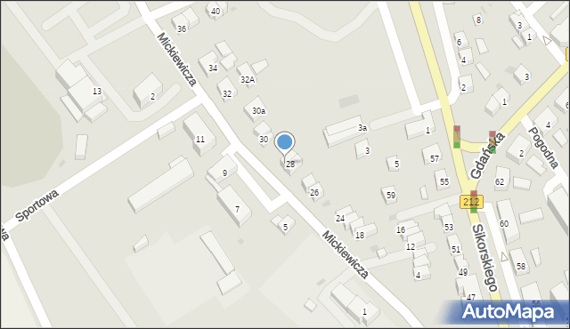 Bytów, Mickiewicza Adama, 28d, mapa Bytów