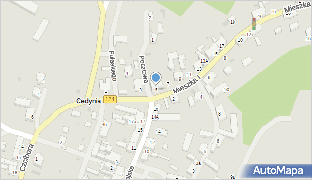 Cedynia, Mieszka I, 5, mapa Cedynia