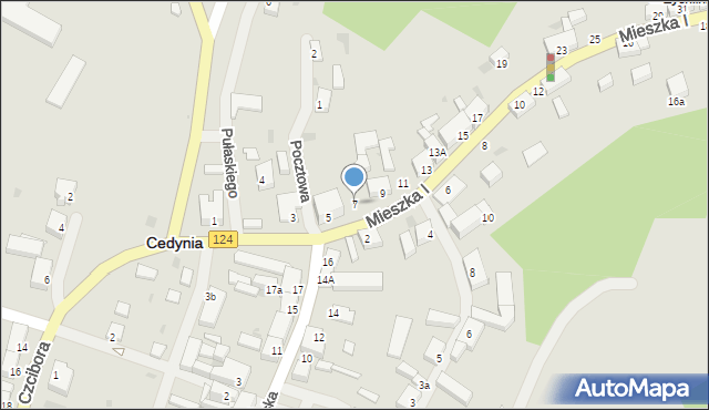 Cedynia, Mieszka I, 7, mapa Cedynia