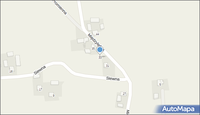 Celiny, Międzyleśna, 33, mapa Celiny