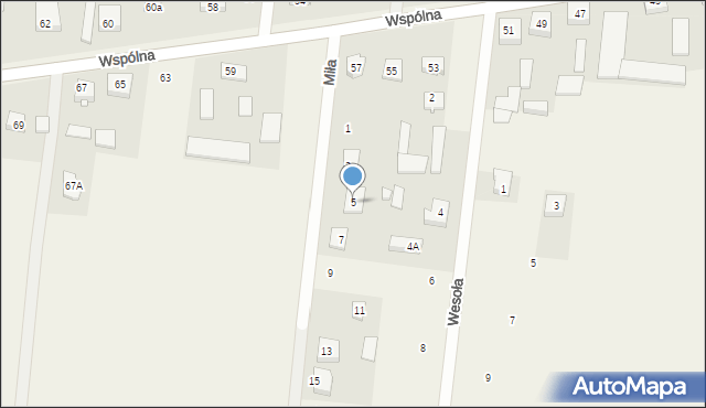 Chajęty, Miła, 5, mapa Chajęty