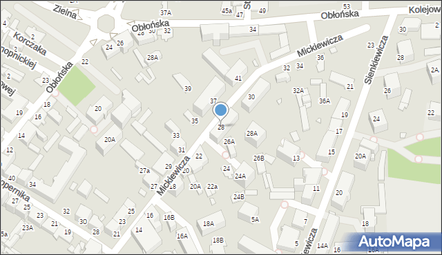 Chełm, Mickiewicza Adama, 28, mapa Chełma