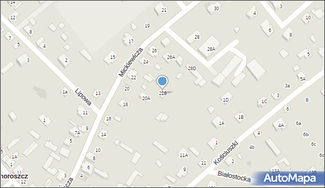 Choroszcz, Mickiewicza Adama, 22B, mapa Choroszcz
