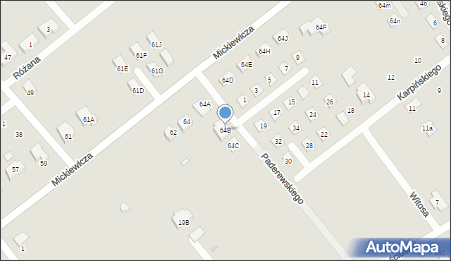 Choroszcz, Mickiewicza Adama, 64B, mapa Choroszcz