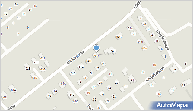 Choroszcz, Mickiewicza Adama, 64J, mapa Choroszcz