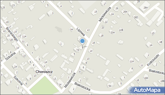 Choroszcz, Mickiewicza Adama, 9, mapa Choroszcz