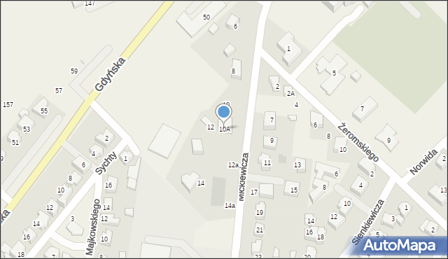 Chwaszczyno, Mickiewicza Adama, 10A, mapa Chwaszczyno