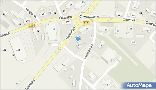 Chwaszczyno, Mickiewicza Adama, 4, mapa Chwaszczyno