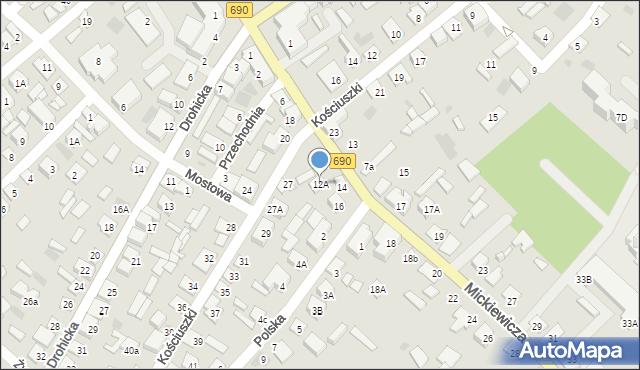 Ciechanowiec, Mickiewicza Adama, 12A, mapa Ciechanowiec