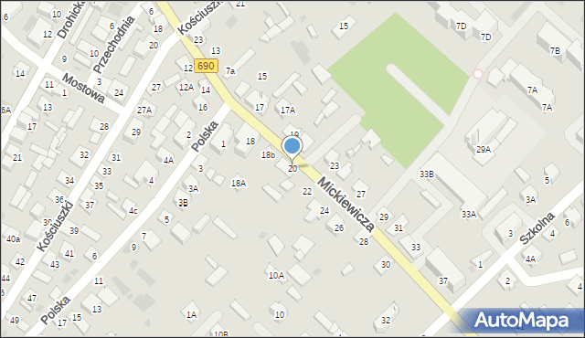 Ciechanowiec, Mickiewicza Adama, 20, mapa Ciechanowiec