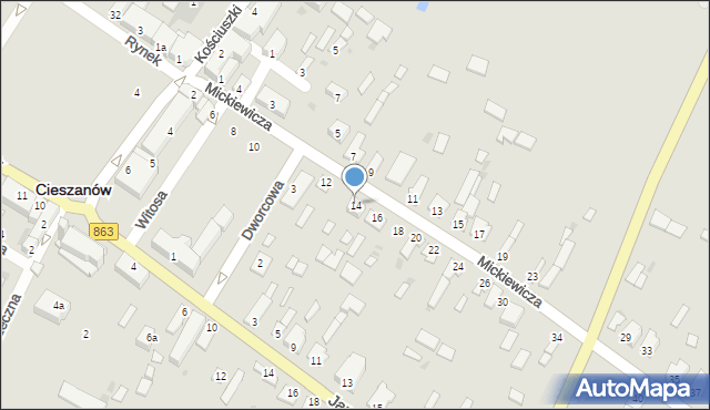 Cieszanów, Mickiewicza Adama, 14, mapa Cieszanów