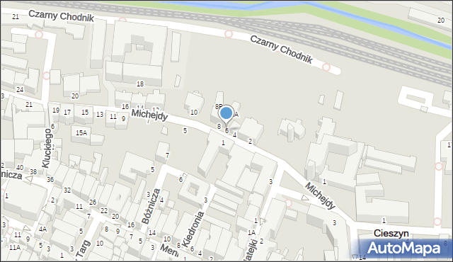 Cieszyn, Michejdy Jana, dr., 6, mapa Cieszyna