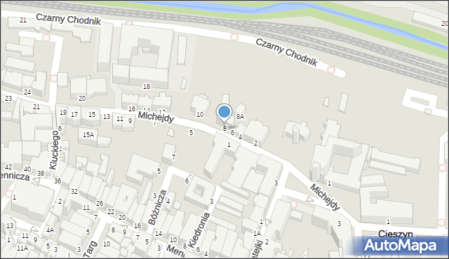 Cieszyn, Michejdy Jana, dr., 8, mapa Cieszyna