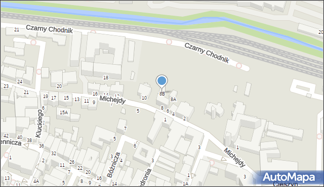 Cieszyn, Michejdy Jana, dr., 8B, mapa Cieszyna