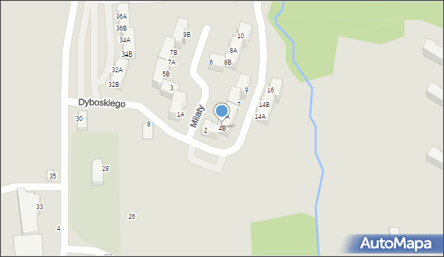Cieszyn, Milaty Alojzego, 4B, mapa Cieszyna