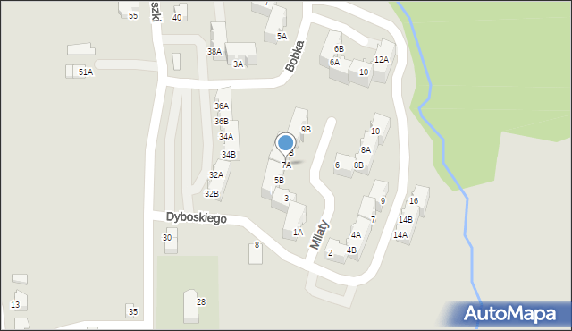 Cieszyn, Milaty Alojzego, 7A, mapa Cieszyna