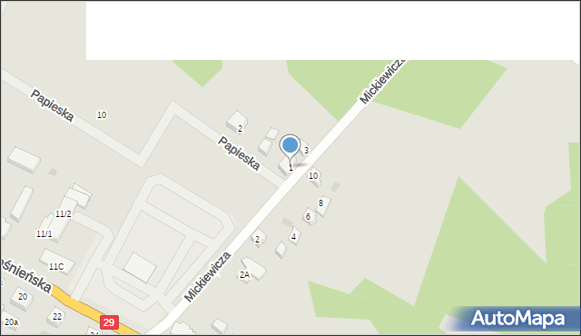 Cybinka, Mickiewicza Adama, 1, mapa Cybinka