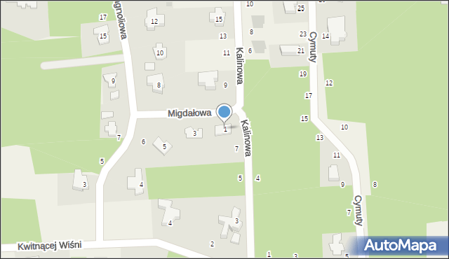 Czarny Las, Migdałowa, 1, mapa Czarny Las