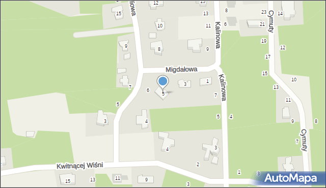 Czarny Las, Migdałowa, 5, mapa Czarny Las