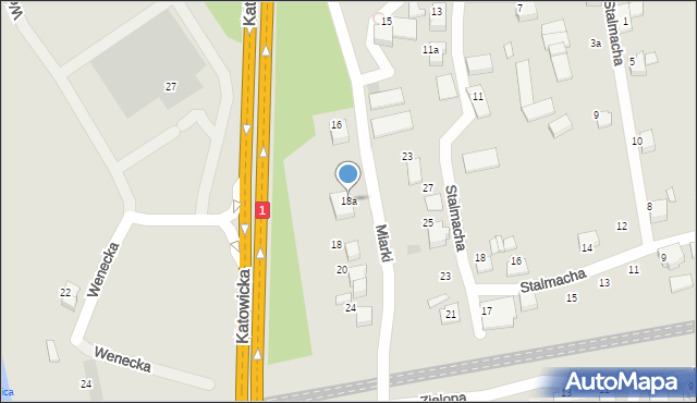 Czechowice-Dziedzice, Miarki Karola, 18a, mapa Czechowic-Dziedzic