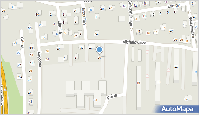 Czechowice-Dziedzice, Michałowicza Mieczysława, 19, mapa Czechowic-Dziedzic