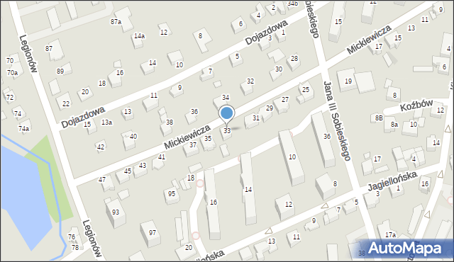 Czechowice-Dziedzice, Mickiewicza Adama, 33, mapa Czechowic-Dziedzic